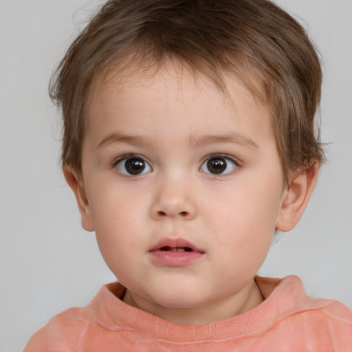 Neutral white child male with short  brown hair and brown eyes