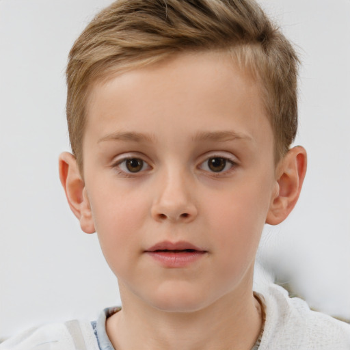 Neutral white child male with short  brown hair and brown eyes