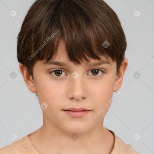 Neutral white child female with short  brown hair and brown eyes