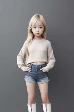 Korean child girl with  blonde hair