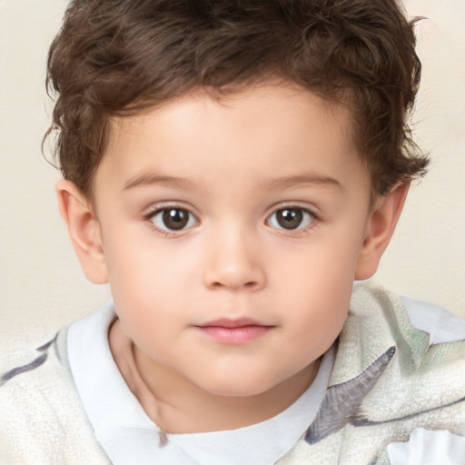 Neutral white child male with short  brown hair and brown eyes