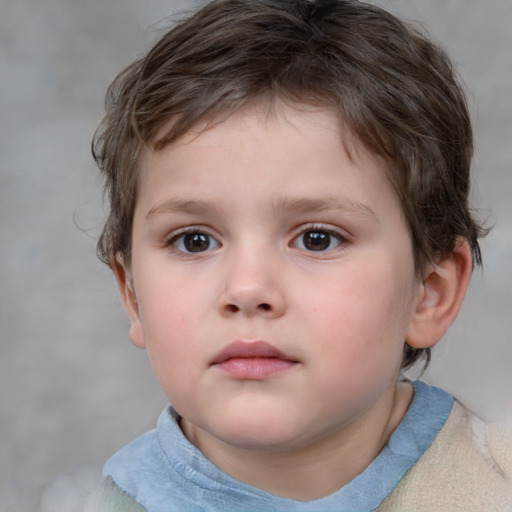 Neutral white child male with short  brown hair and blue eyes