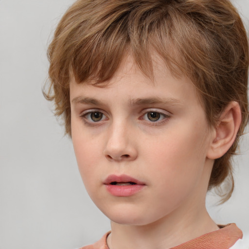 Neutral white child male with medium  brown hair and brown eyes