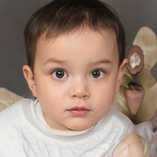 Neutral white child male with short  brown hair and brown eyes