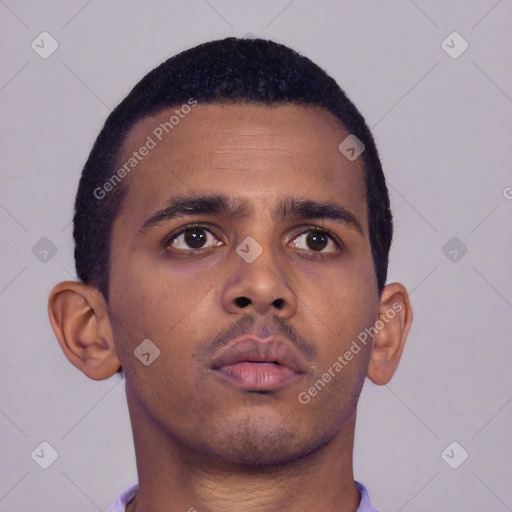 Neutral asian young-adult male with short  brown hair and brown eyes