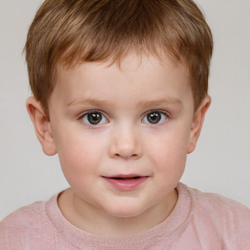 Neutral white child male with short  brown hair and brown eyes