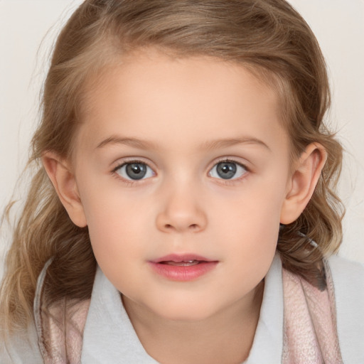 Neutral white child female with medium  brown hair and brown eyes