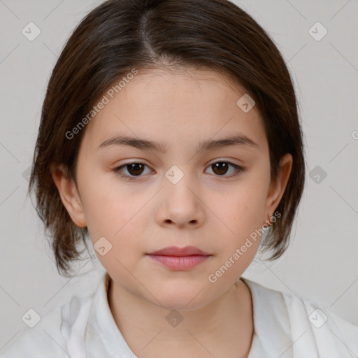 Neutral white child female with medium  brown hair and brown eyes