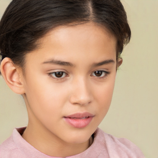 Neutral white child female with short  brown hair and brown eyes