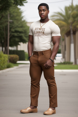 African american young adult male with  brown hair