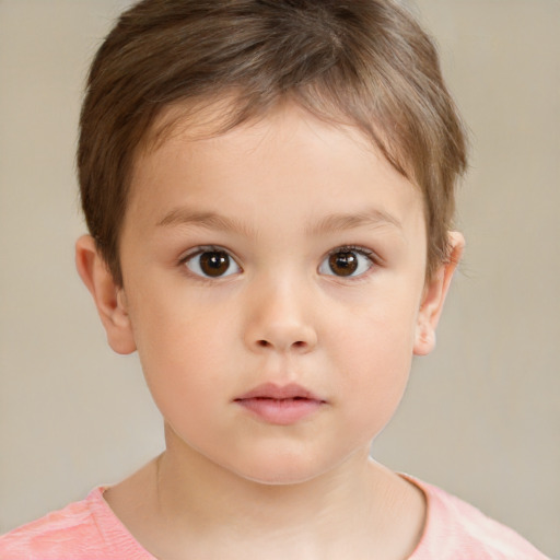 Neutral white child male with short  brown hair and brown eyes