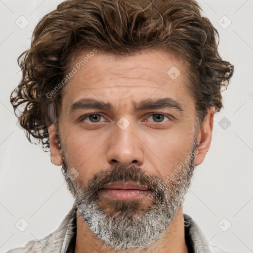 Neutral white adult male with short  brown hair and brown eyes