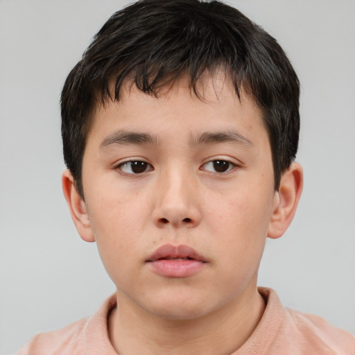 Neutral white child male with short  brown hair and brown eyes