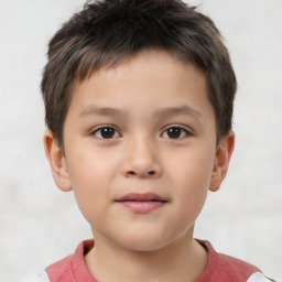 Neutral white child male with short  brown hair and brown eyes