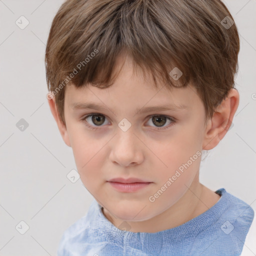 Neutral white child male with short  brown hair and brown eyes