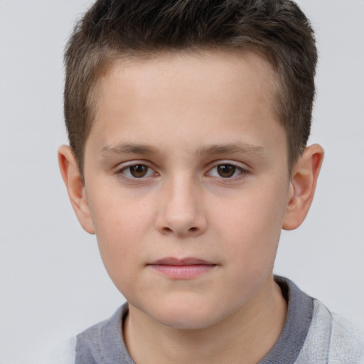 Neutral white child male with short  brown hair and brown eyes