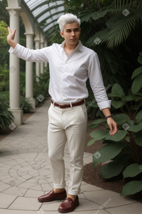 Peruvian young adult male with  white hair