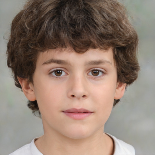 Neutral white child male with short  brown hair and brown eyes