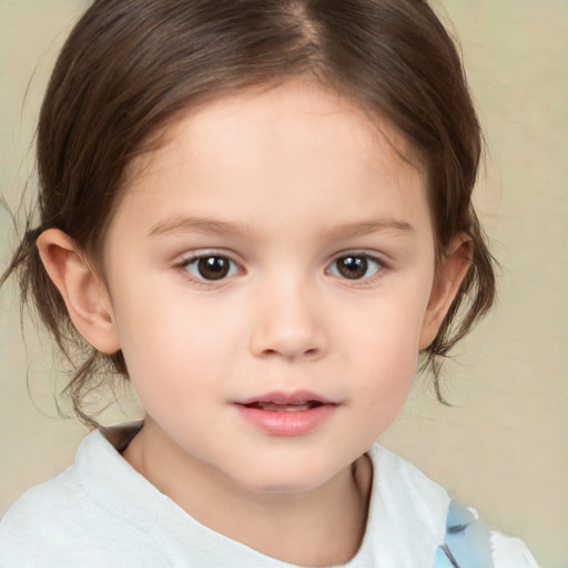 Neutral white child female with medium  brown hair and brown eyes