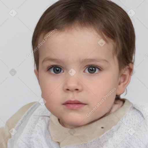 Neutral white child female with short  brown hair and brown eyes