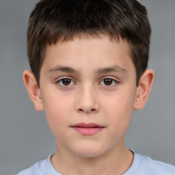 Neutral white child male with short  brown hair and brown eyes