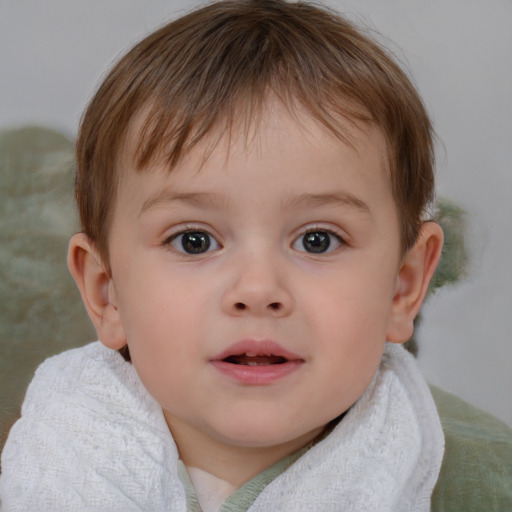 Neutral white child male with short  brown hair and brown eyes