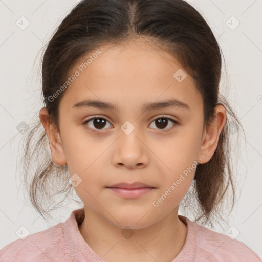 Neutral white child female with medium  brown hair and brown eyes