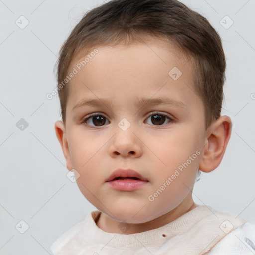 Neutral white child male with short  brown hair and brown eyes