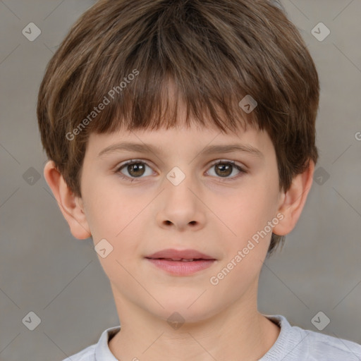 Neutral white child male with short  brown hair and brown eyes