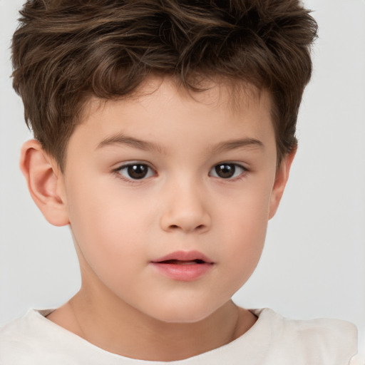 Neutral white child male with short  brown hair and brown eyes