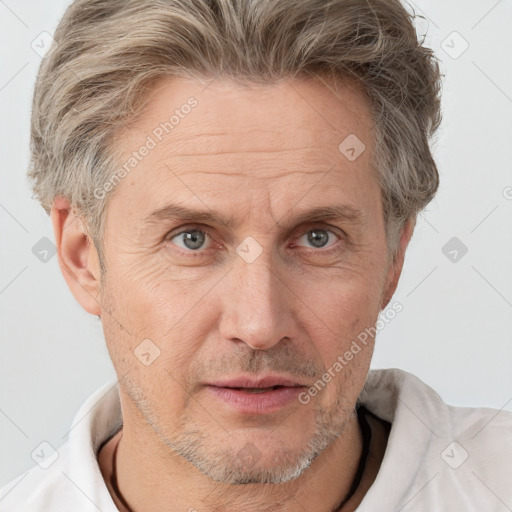 Neutral white adult male with short  brown hair and brown eyes