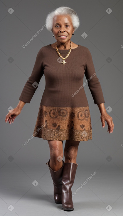 African american elderly female with  brown hair