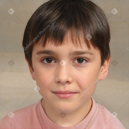 Neutral white child male with short  brown hair and brown eyes