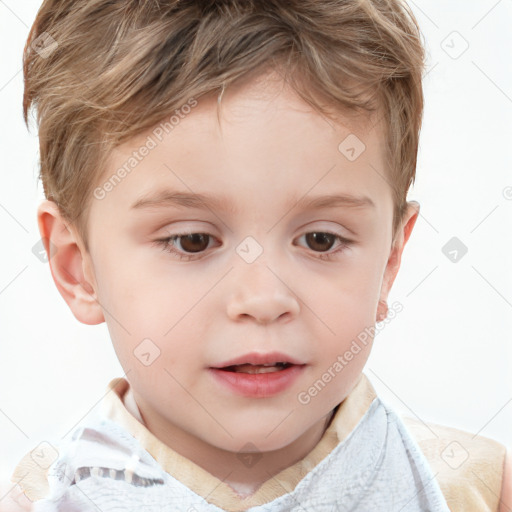 Neutral white child male with short  brown hair and brown eyes