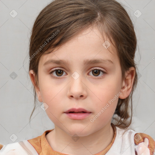 Neutral white child female with medium  brown hair and brown eyes