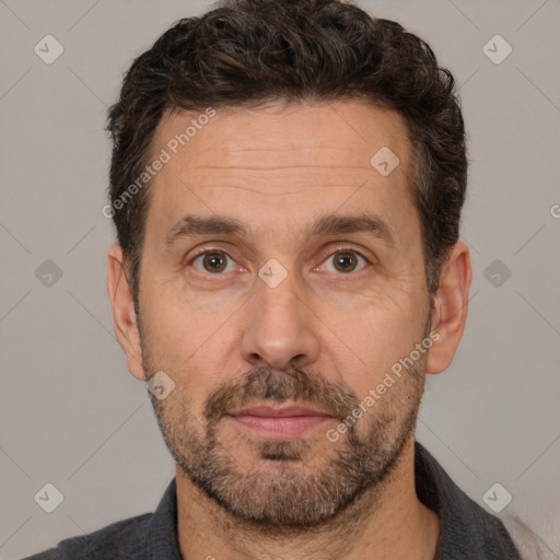 Neutral white adult male with short  brown hair and brown eyes