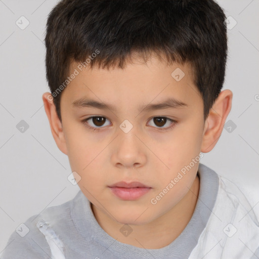 Neutral white child male with short  brown hair and brown eyes