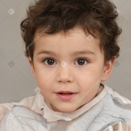 Neutral white child male with short  brown hair and brown eyes