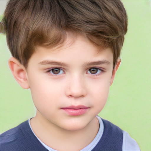 Neutral white child male with short  brown hair and brown eyes