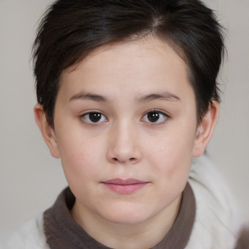 Neutral white young-adult female with short  brown hair and brown eyes