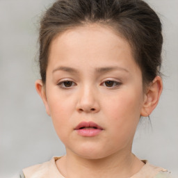 Neutral white child female with short  brown hair and brown eyes