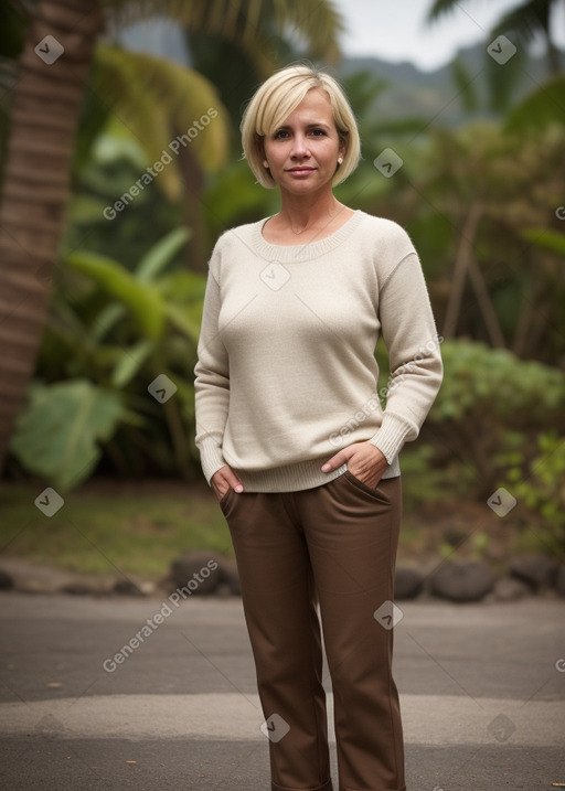 Costa rican 45 years female with  blonde hair