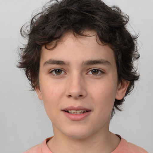 Joyful white young-adult male with medium  brown hair and brown eyes