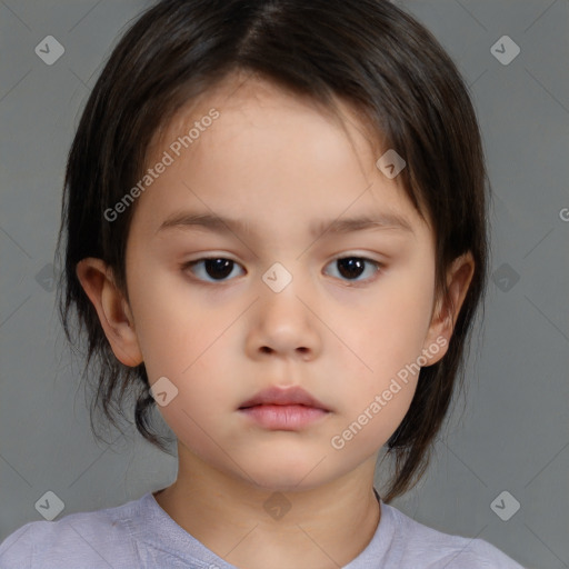 Neutral white child female with medium  brown hair and brown eyes