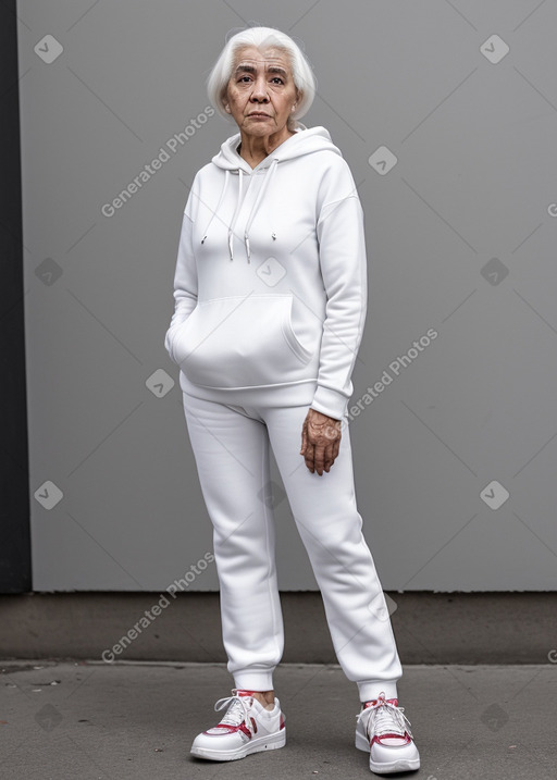 Venezuelan elderly female with  white hair