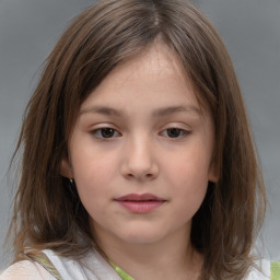 Neutral white child female with medium  brown hair and brown eyes