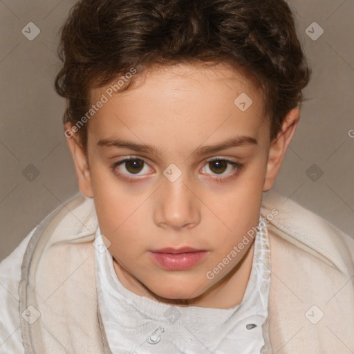 Neutral white child female with short  brown hair and brown eyes