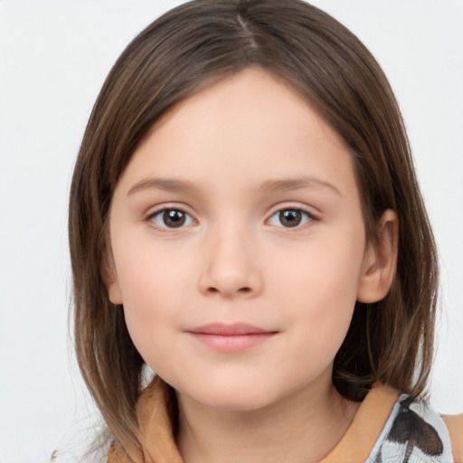 Neutral white child female with medium  brown hair and brown eyes