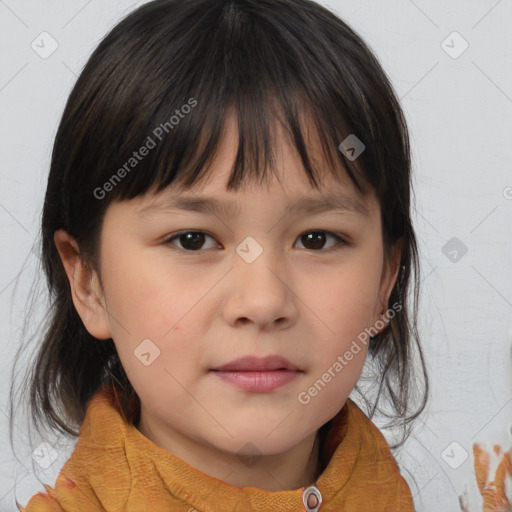 Neutral white child female with medium  brown hair and brown eyes