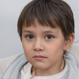 Neutral white child female with short  brown hair and brown eyes